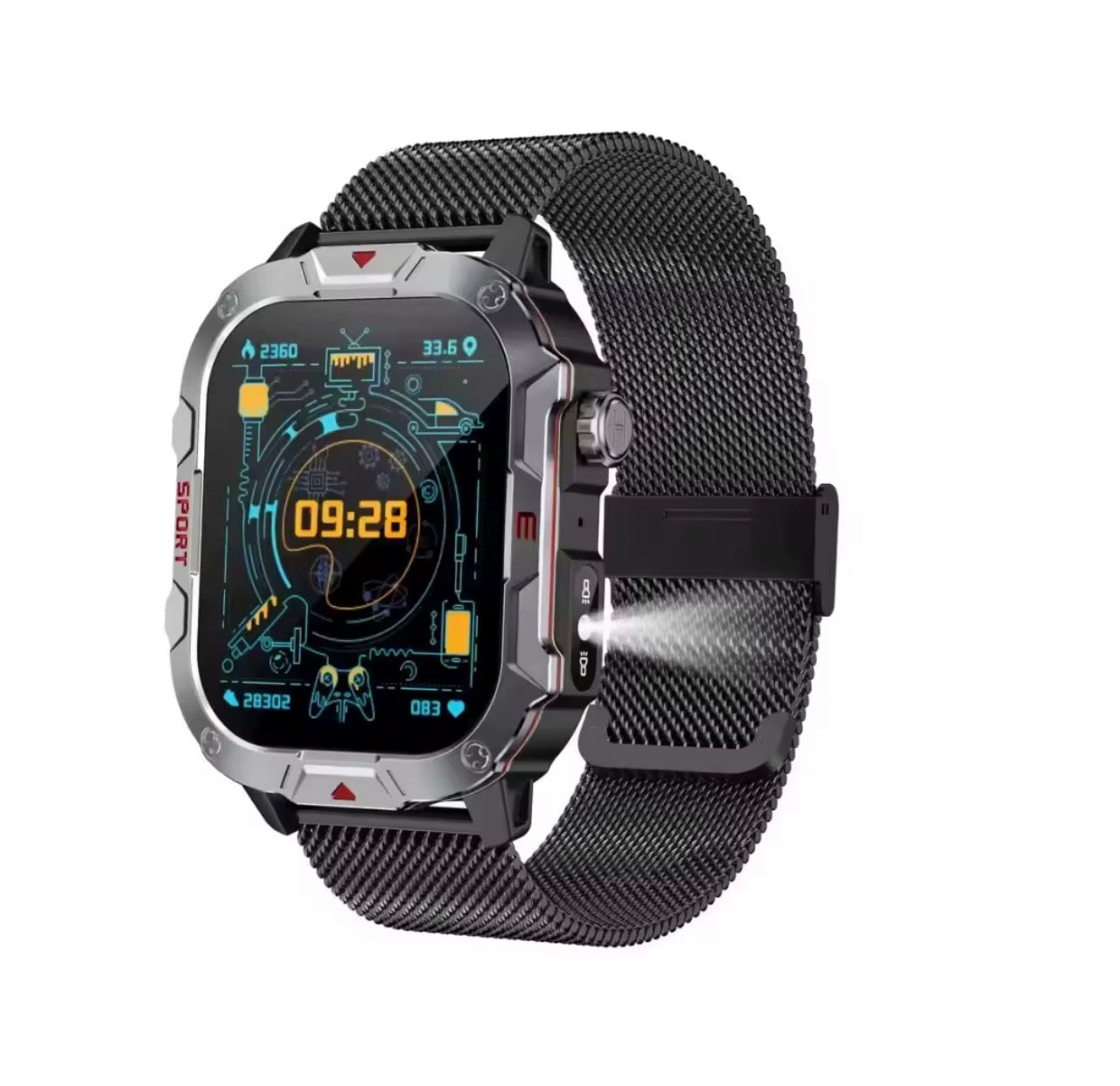 C40 Outdoor Smartwatch PRO Waterproof With Flashlight for Men Women