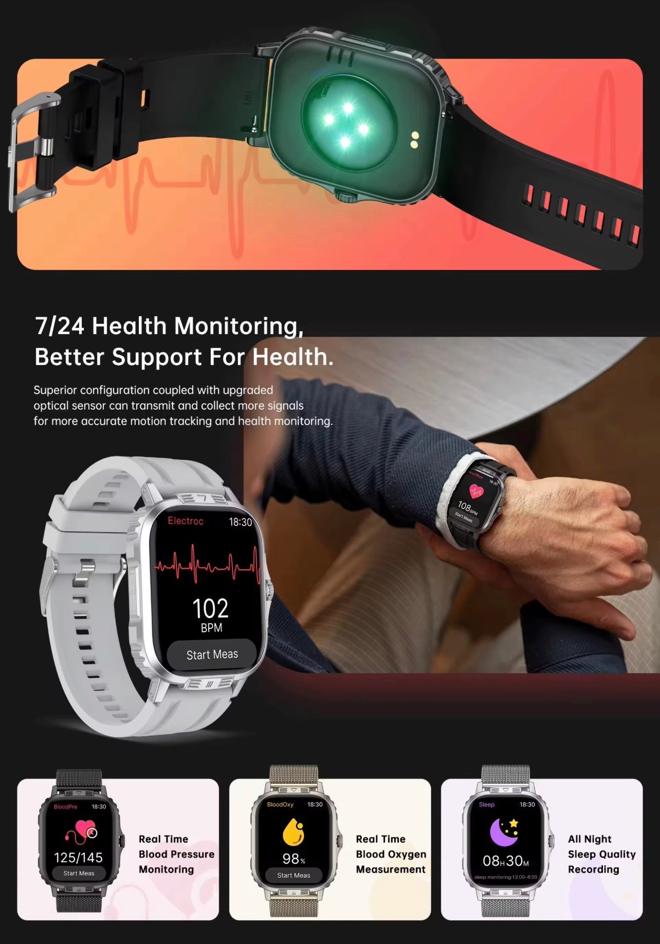 C29 Pro  Smart Watch Health Monitor BT Call Montre Connecte Outdoors Sports Fitness Tracker