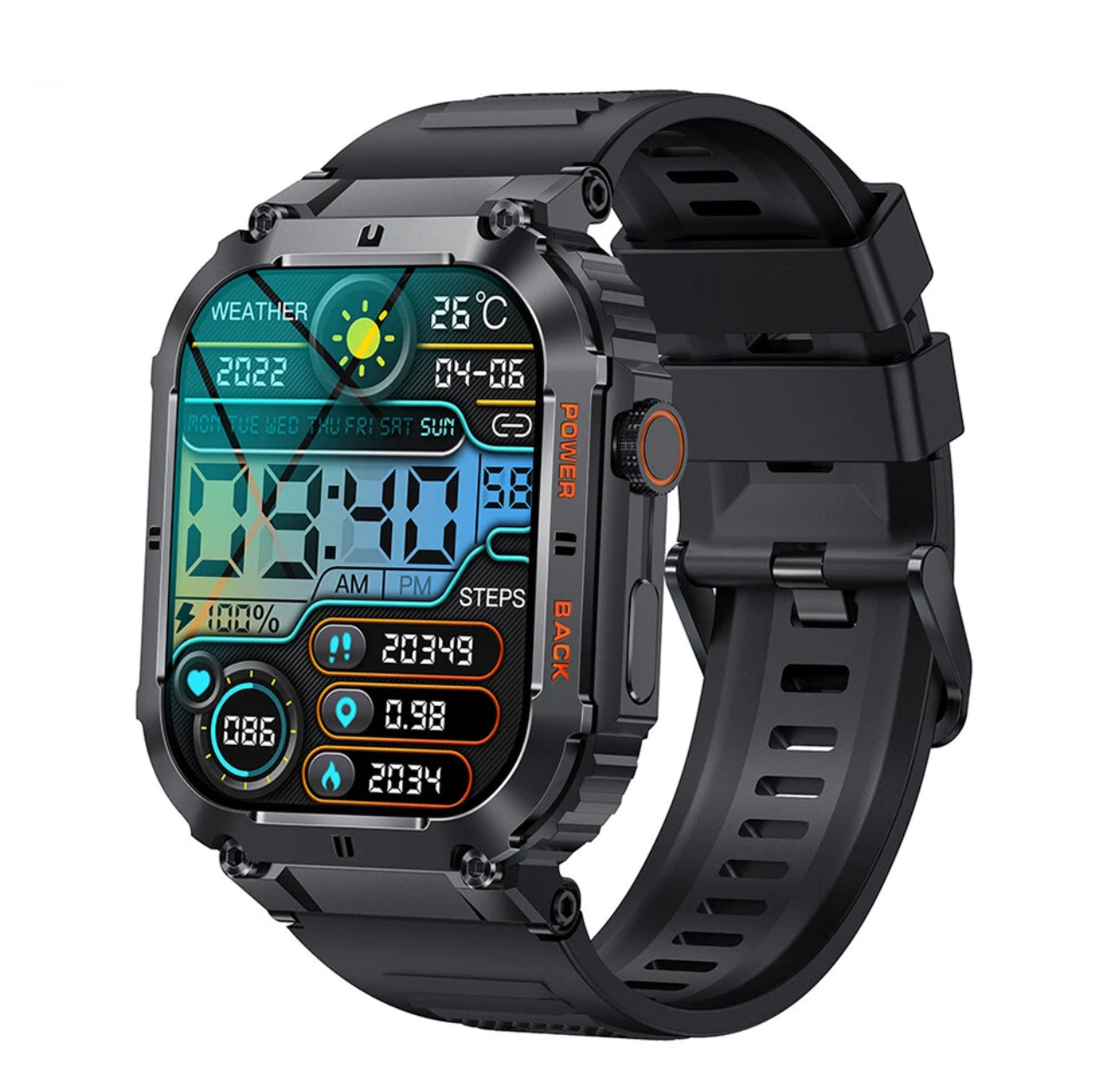 K57 Pro Military Smart Watch 1.96” HD Display, Bluetooth Call & Fitness Tracker